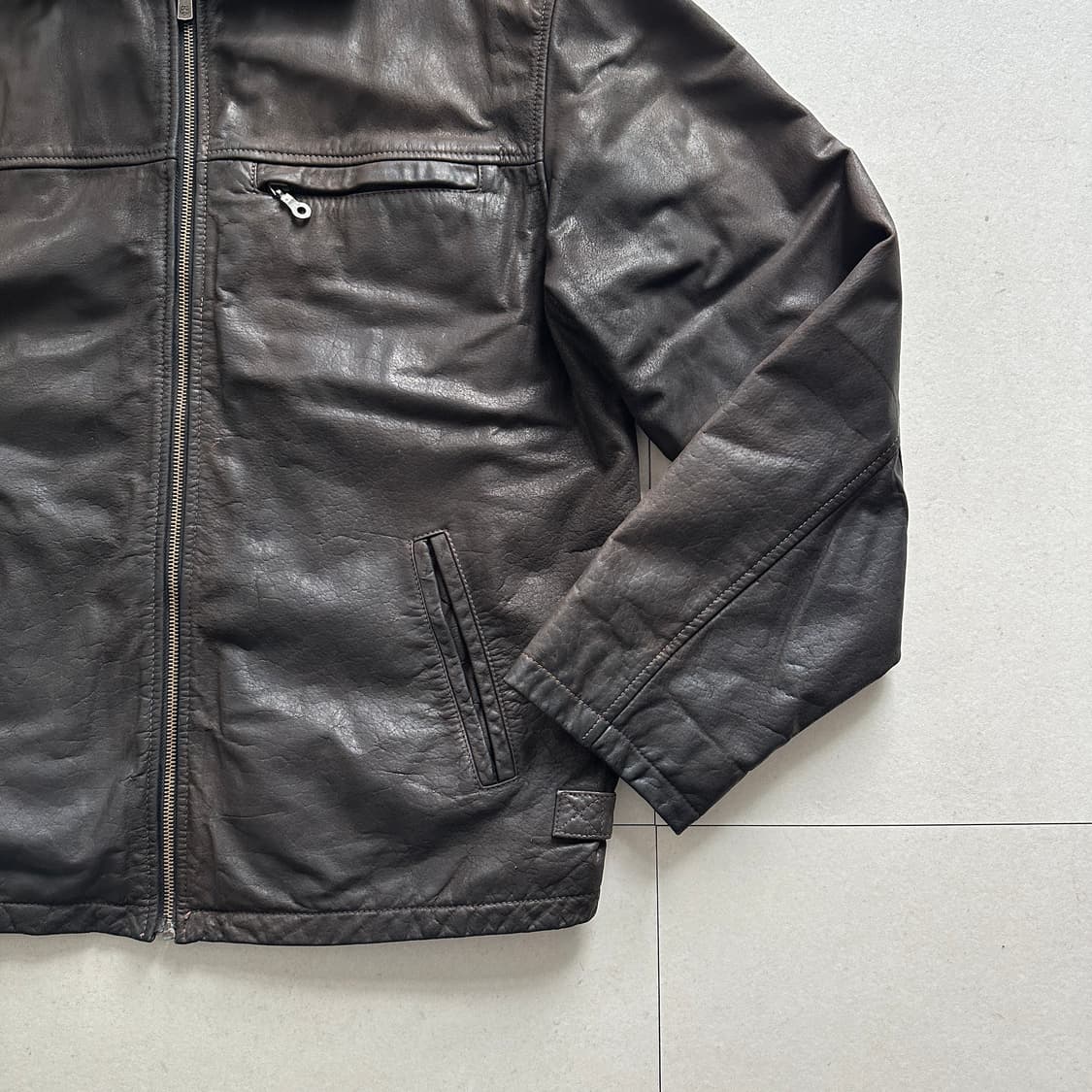 90s 프랑스생산 플뢰르드뽀 버팔로 가죽 스포츠 자켓 M 상품이미지3