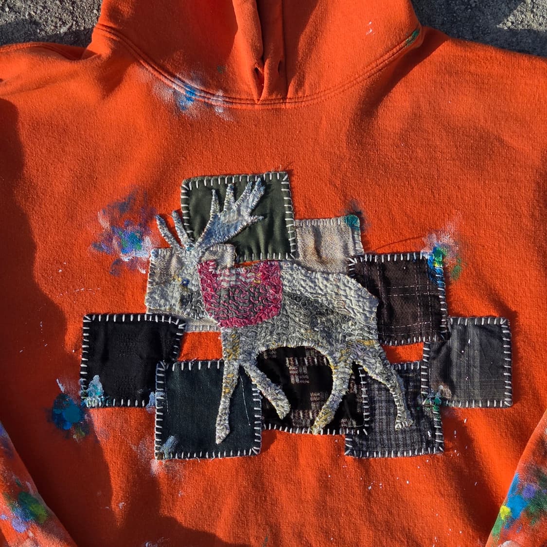 길단 패치워크 페인팅 맨투맨 상품이미지3