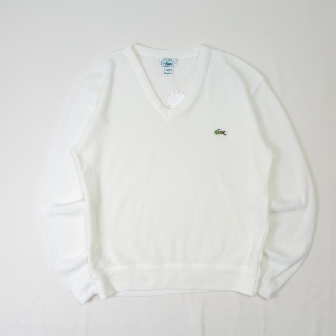 80s IZOD 라코스테 아크릴 V 넥 니트 화이트 상품이미지1