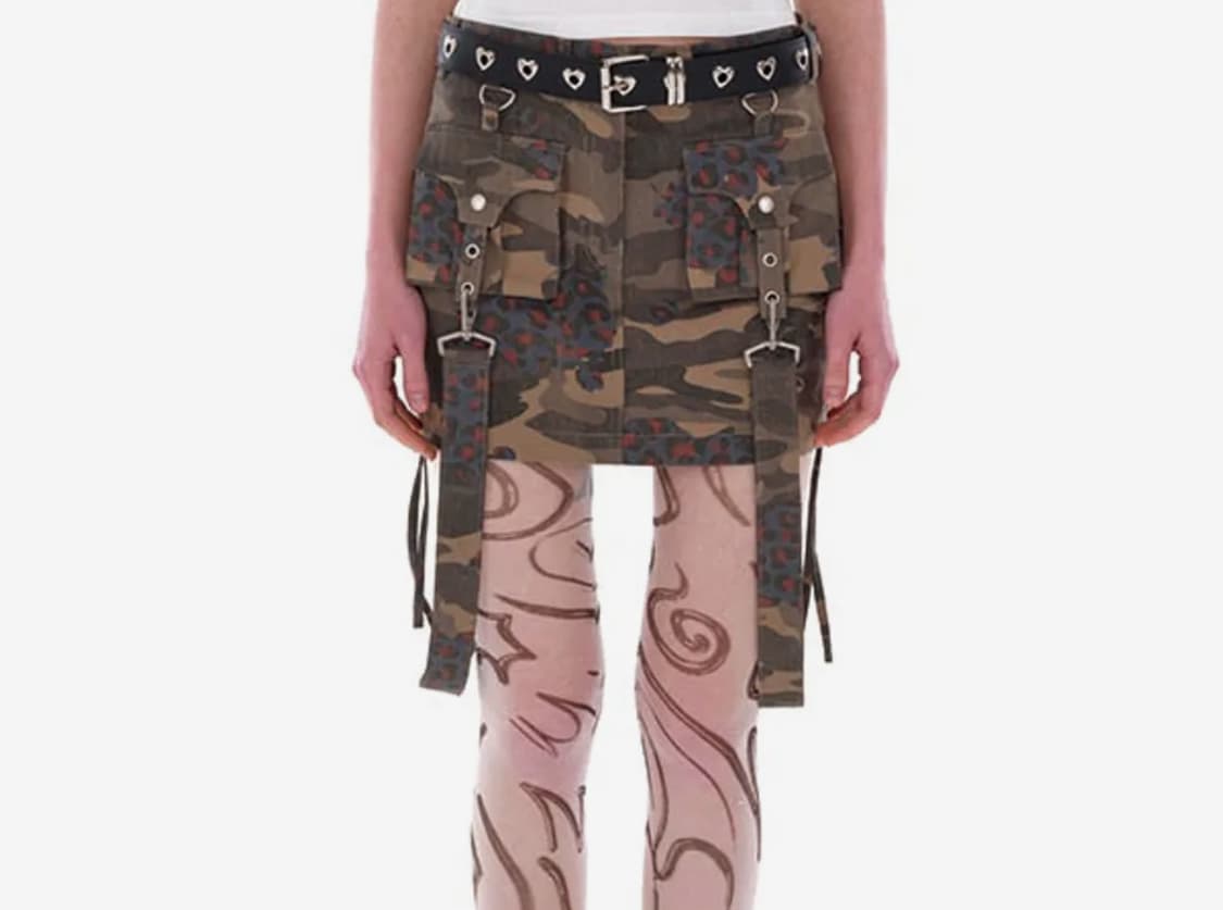 유쓰배쓰 카모 미니 스커트 카키 상품이미지1