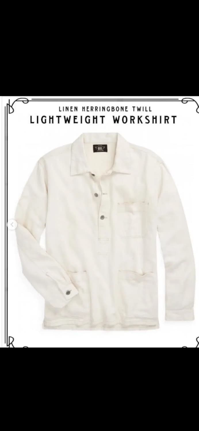 Rrl 헤링본 린넨 풀오버 셔츠 L 상품이미지2