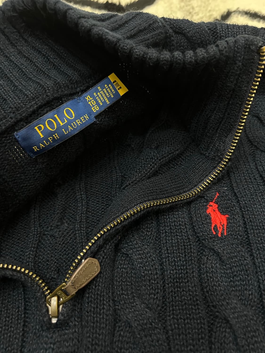 [XL]폴로랄프로렌 케이블 니트 하프집업/네이비 상품이미지6