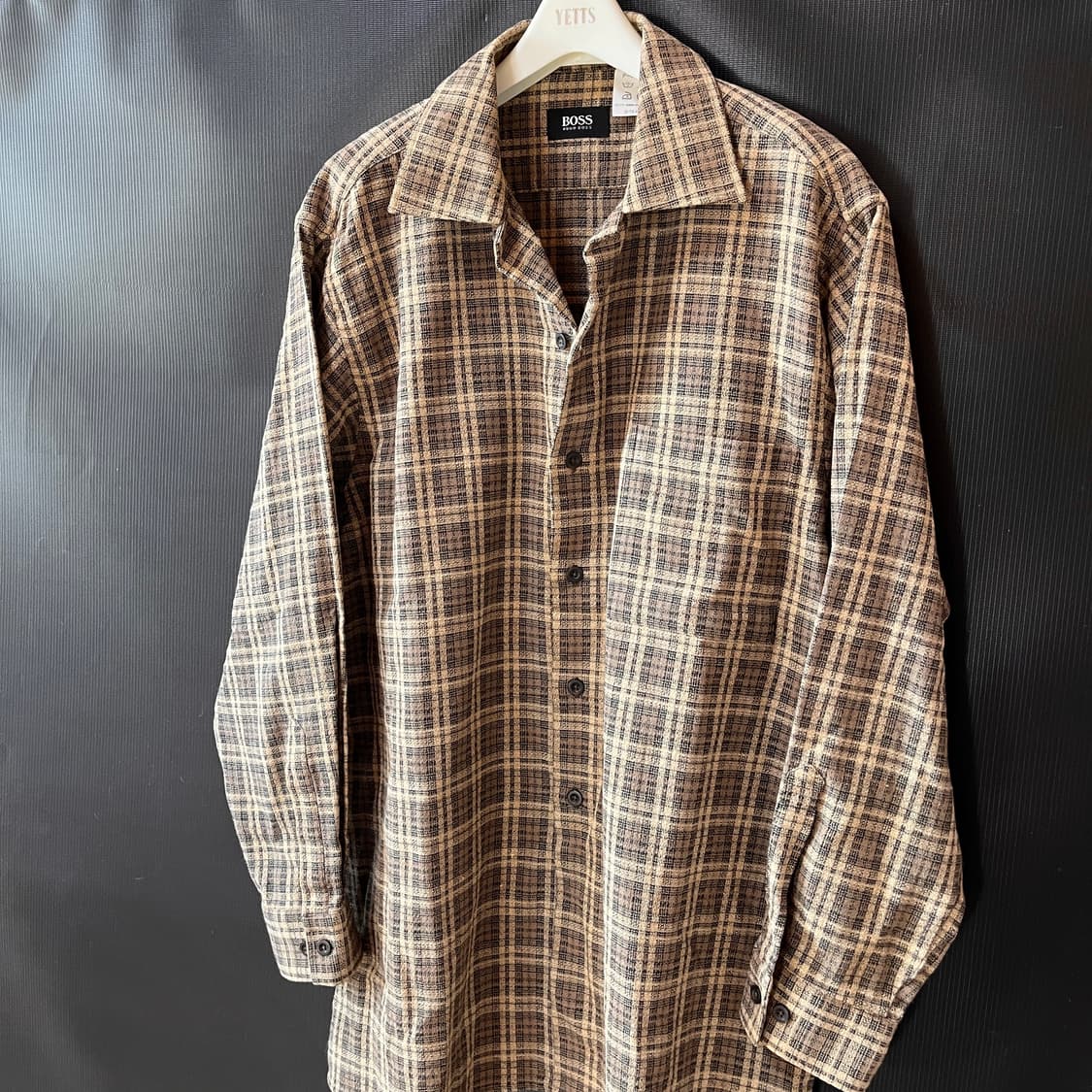 L) 90s BOSS Made in Italy 텍스처드 체크 셔츠 상품이미지2