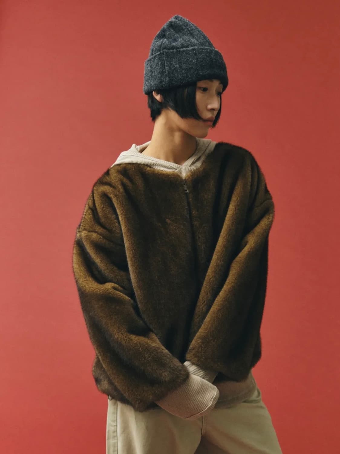 플리즈프로젝트 숏 퍼 자켓 코요테 상품이미지1