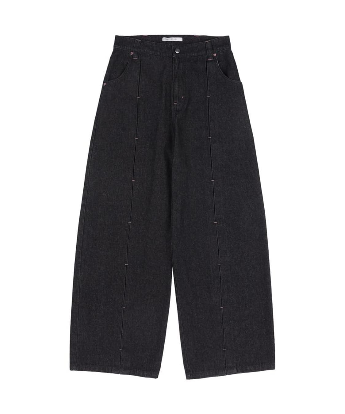 [2] 팬시클럽 프론트 핀턱 와이드 데님 팬츠 블랙 상품이미지2