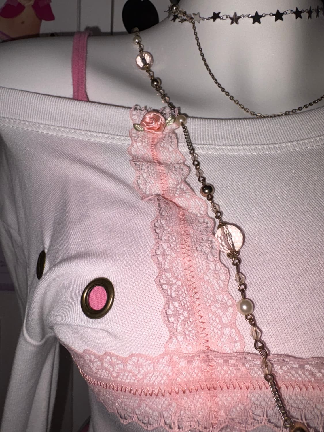 pink lace little cat top 상품이미지4