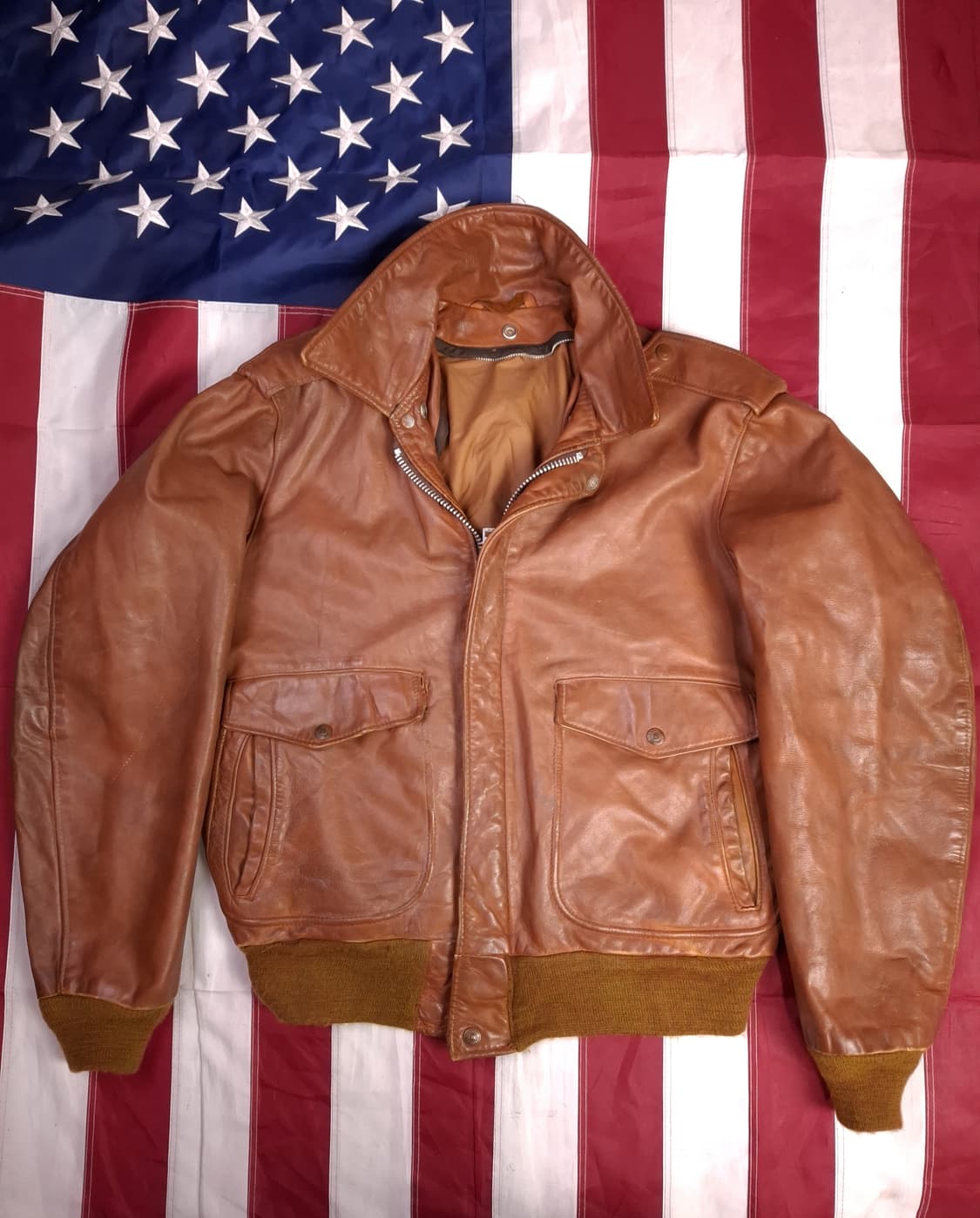 오리지날 미국제조 쇼트 리얼레더 항공자켓 상품이미지1