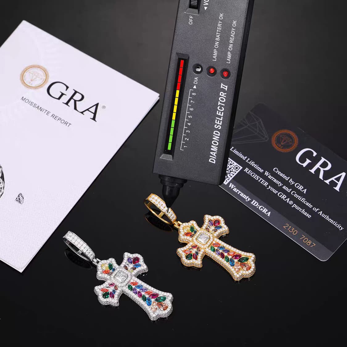 Oceanora S925 스털링 실버 모이사나이트 크로스 펜던트 상품이미지4