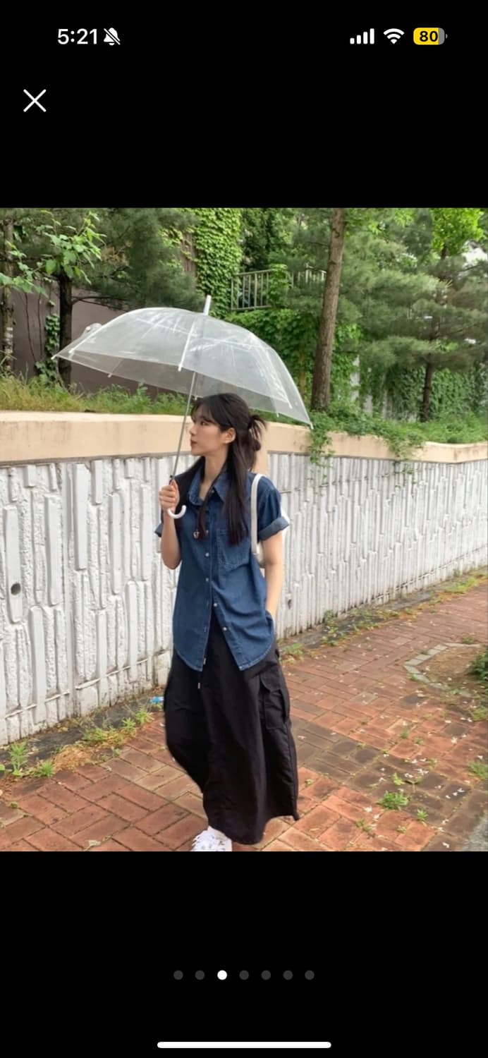 원그린 포스 빈티지 데님 반팔셔츠 상품이미지3