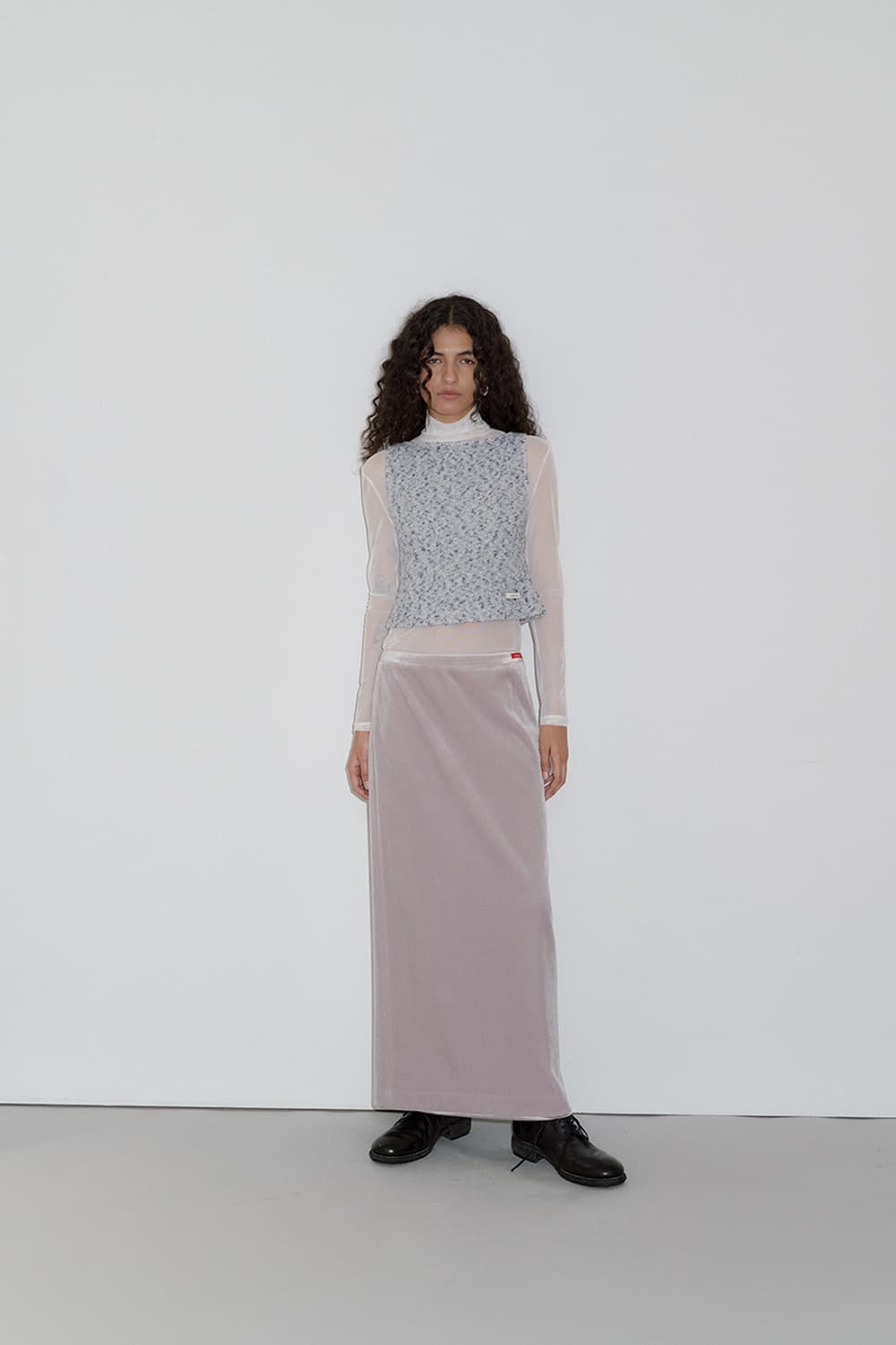 오버듀플레어 VELVET LONG SKIRT_SILVER 새상품 상품이미지2