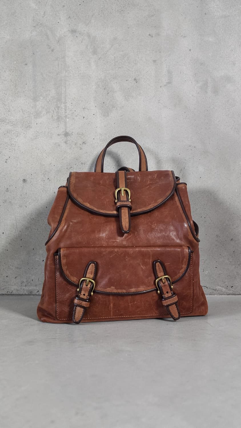 0914 빈티지스타일 브라운 가죽 백팩 상품이미지1