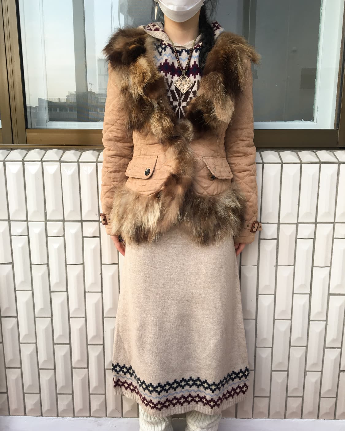 Belted fur trimming point jacket 상품이미지1