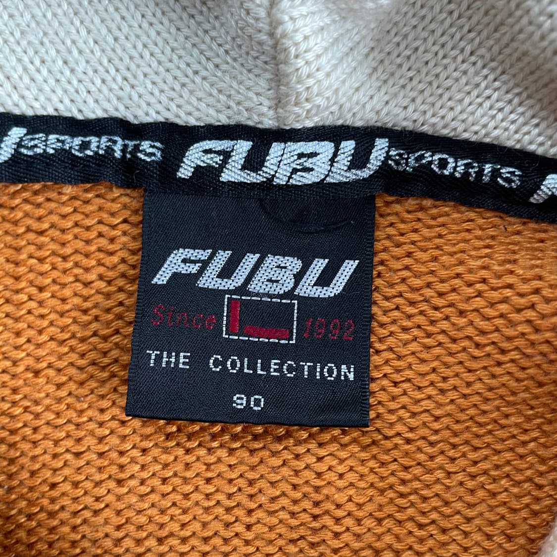 Fubu  푸부 90,s 자수 오렌지 니트 후드집업 상품이미지5