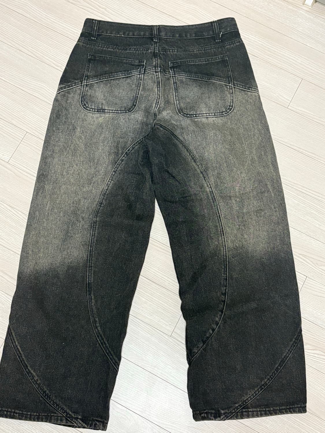 커브드 워싱 절개 데님팬츠 상품이미지2