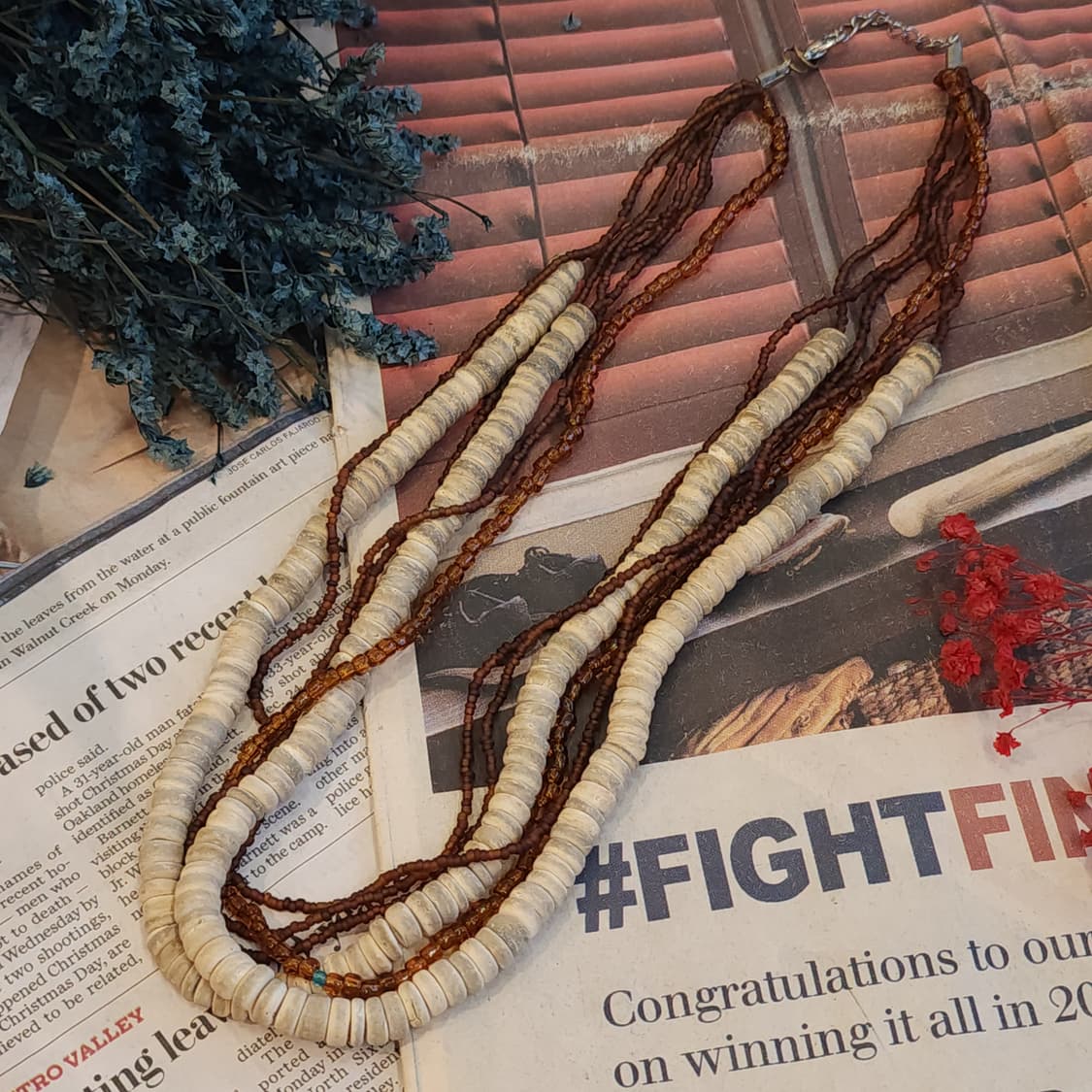 90s 프랑스 빈티지 쥬얼리 히피스타일 비즈 목걸이 빈티지 목걸이 상품이미지2