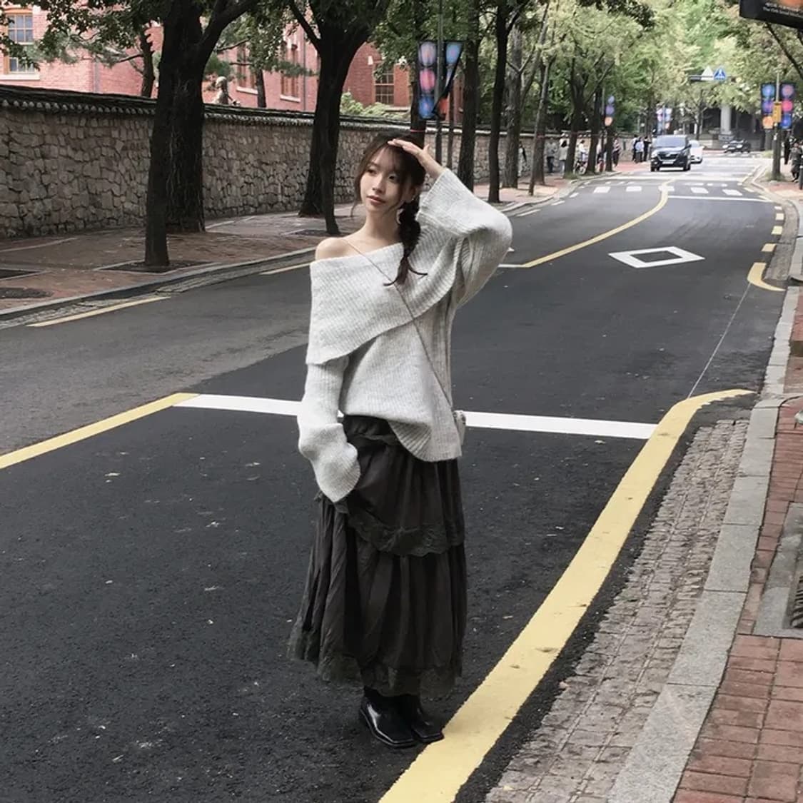 Romantic long skirt grey 상품이미지4