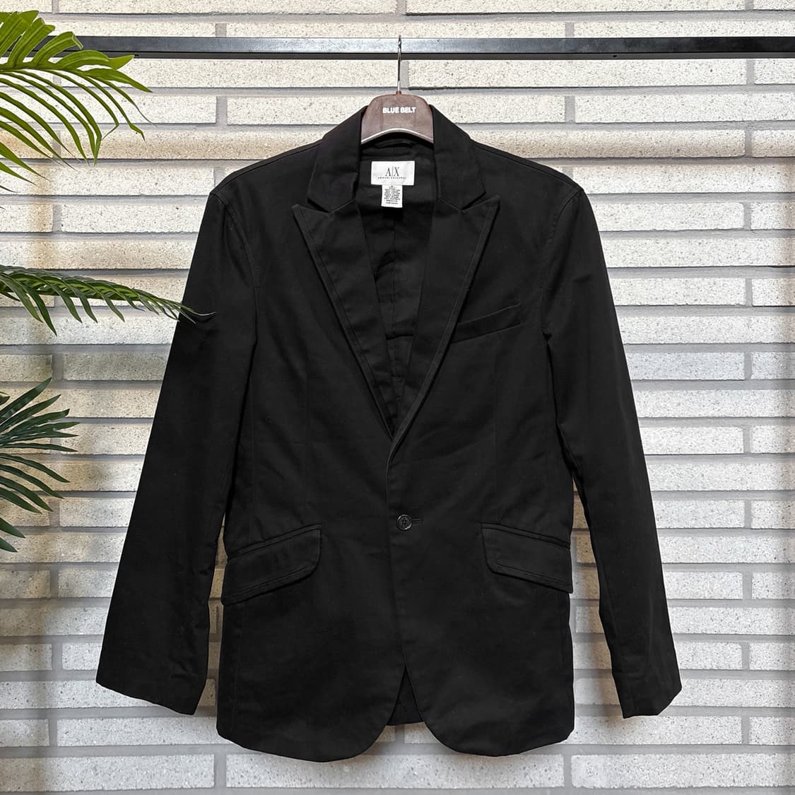 A/X 알마니익스체인지 롱라인 코튼 블레이져 숄라펠 디테일 블랙 상품이미지2