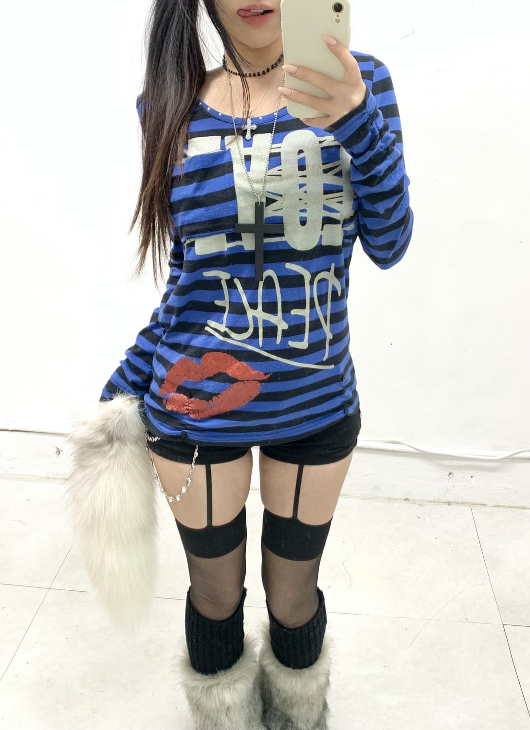 [DOUBLE FOCUS] 펑크 갸루 스트라이프 롱슬리브 상품이미지4