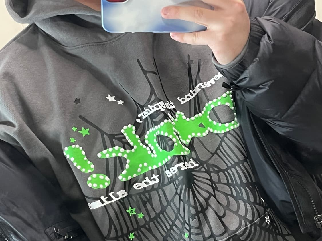 [XL] sp5der punk v2 slate grey hoodie 상품이미지2