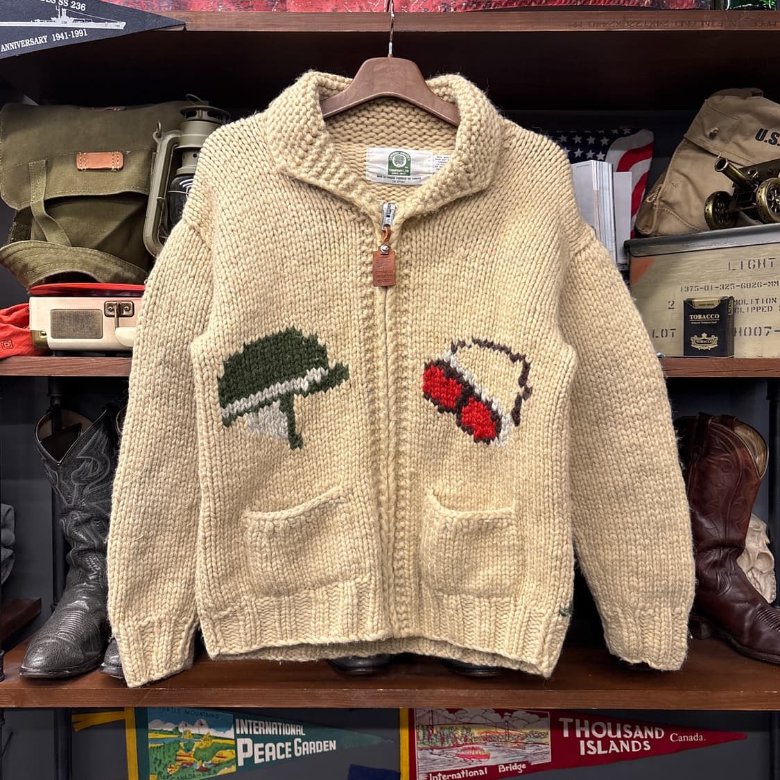 90s canadian sweater 바이크패턴 오리지널 코위찬 N101 상품이미지1