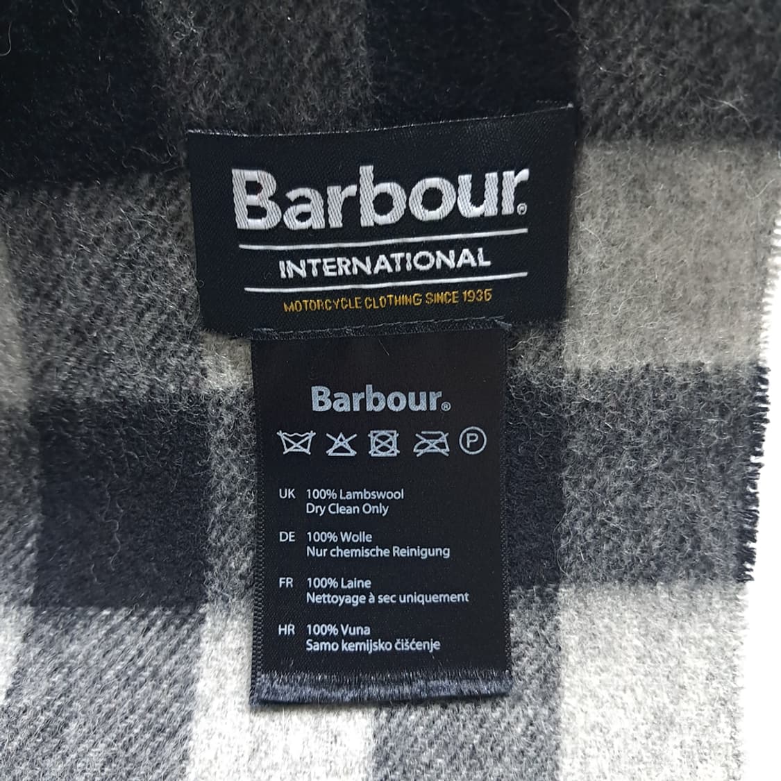 MX472 바버 램스울 인터내셔널 체크 그레이 머플러 목도리 상품이미지4