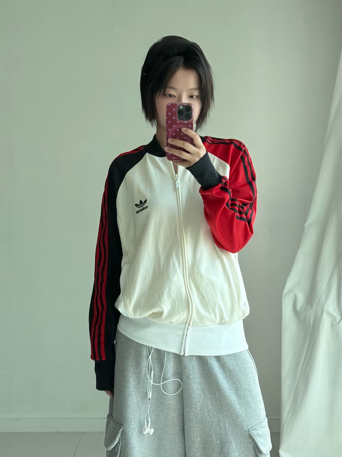 90‘s 아디다스 블랙 레드 져지 상품이미지2