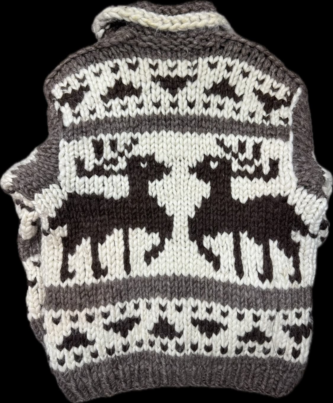 90's 핸드메이드 캐나다 코위찬 패턴 양모 니트집업 L 상품이미지2