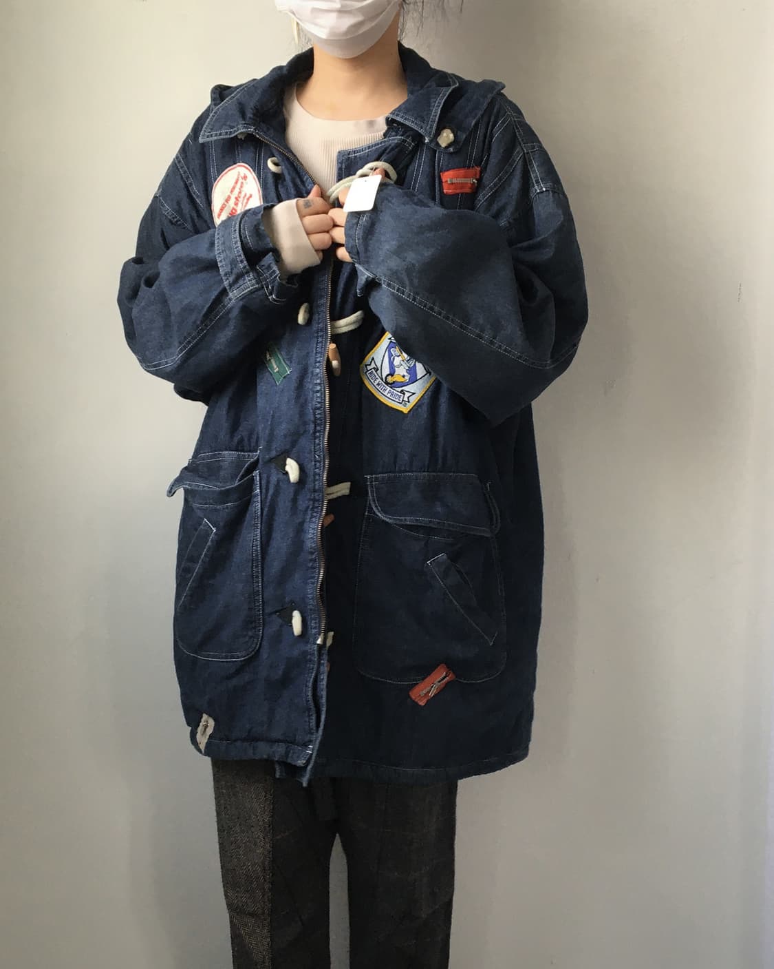 Patch point duffle button hood coat 상품이미지8
