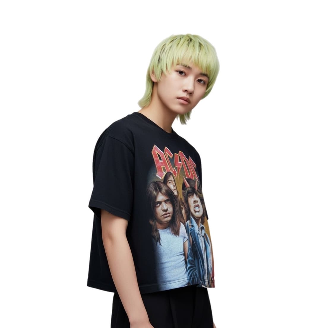 락 볼루션 AC ⚡️DC 데빌 크롭 반팔티 상품이미지1