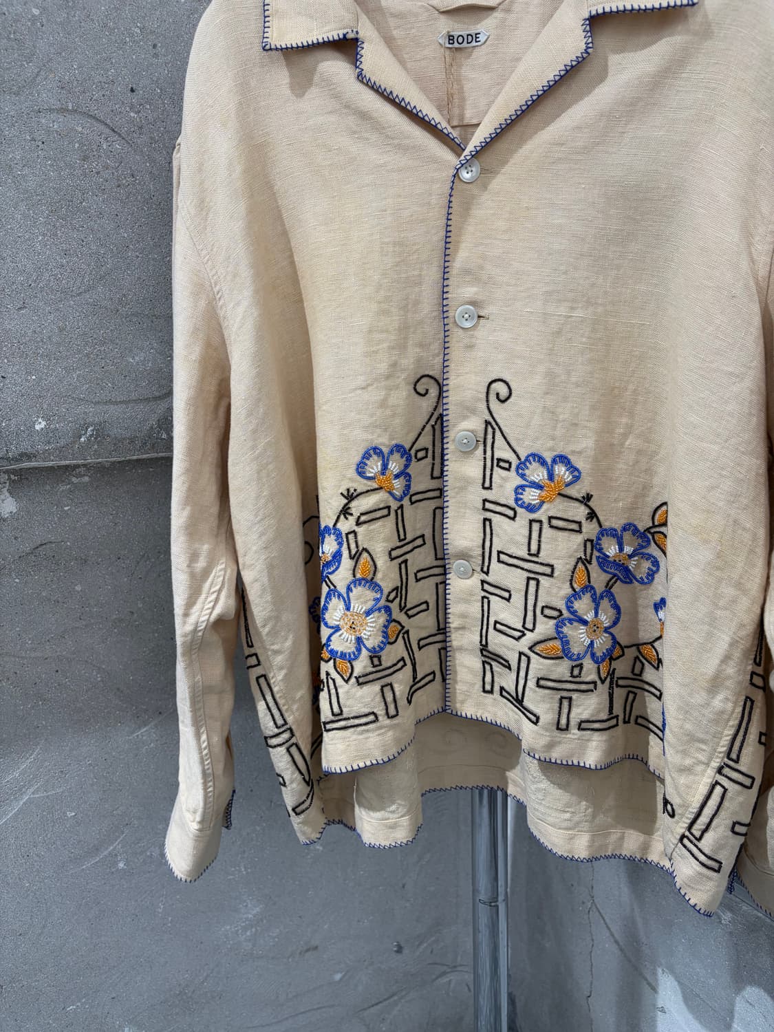 Bode Poppy embroidered linen shirt 상품이미지6