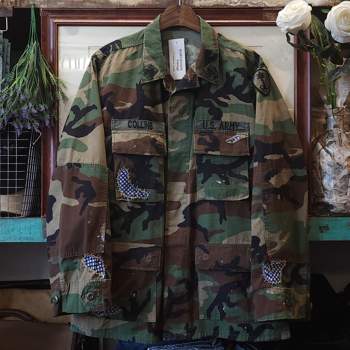 90s 미군 우드랜드 카모셔츠 BDU 미디움 레귤러 커스텀 상품이미지1