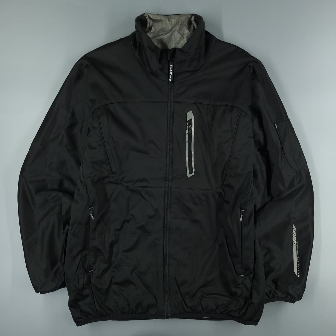 필드코어 블랙 그레이 배색 멀티포켓 에어 스트레치 패디드 레글런 바람막이 상품이미지3