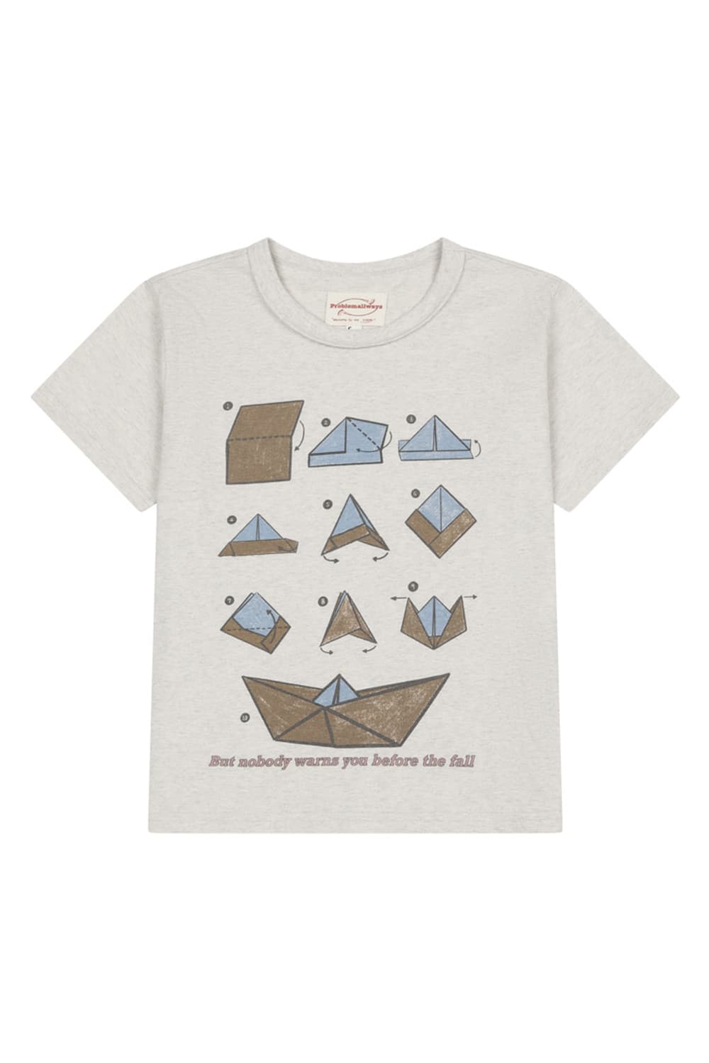프라블럼올웨이즈 종이배 종이접기 티셔츠 오트밀 상품이미지2