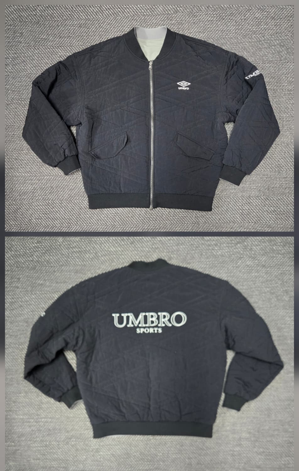 엄브로 24ss 공용 리버시블 퀼팅 패딩 봄버 자켓 양면 항공점퍼 상품이미지3