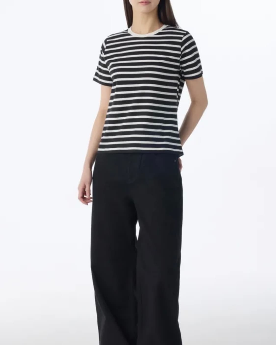 무신사 스탠다드 우먼즈 브레톤 스트라이프 크루 넥 티셔츠 XS 상품이미지1