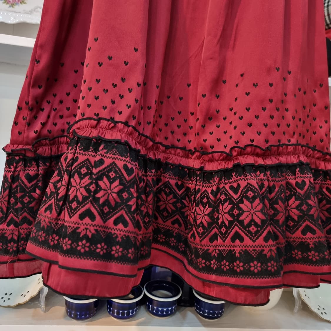 Tralala 트랄라라 레드 플로킹(플로킹) 원피스 상품이미지2