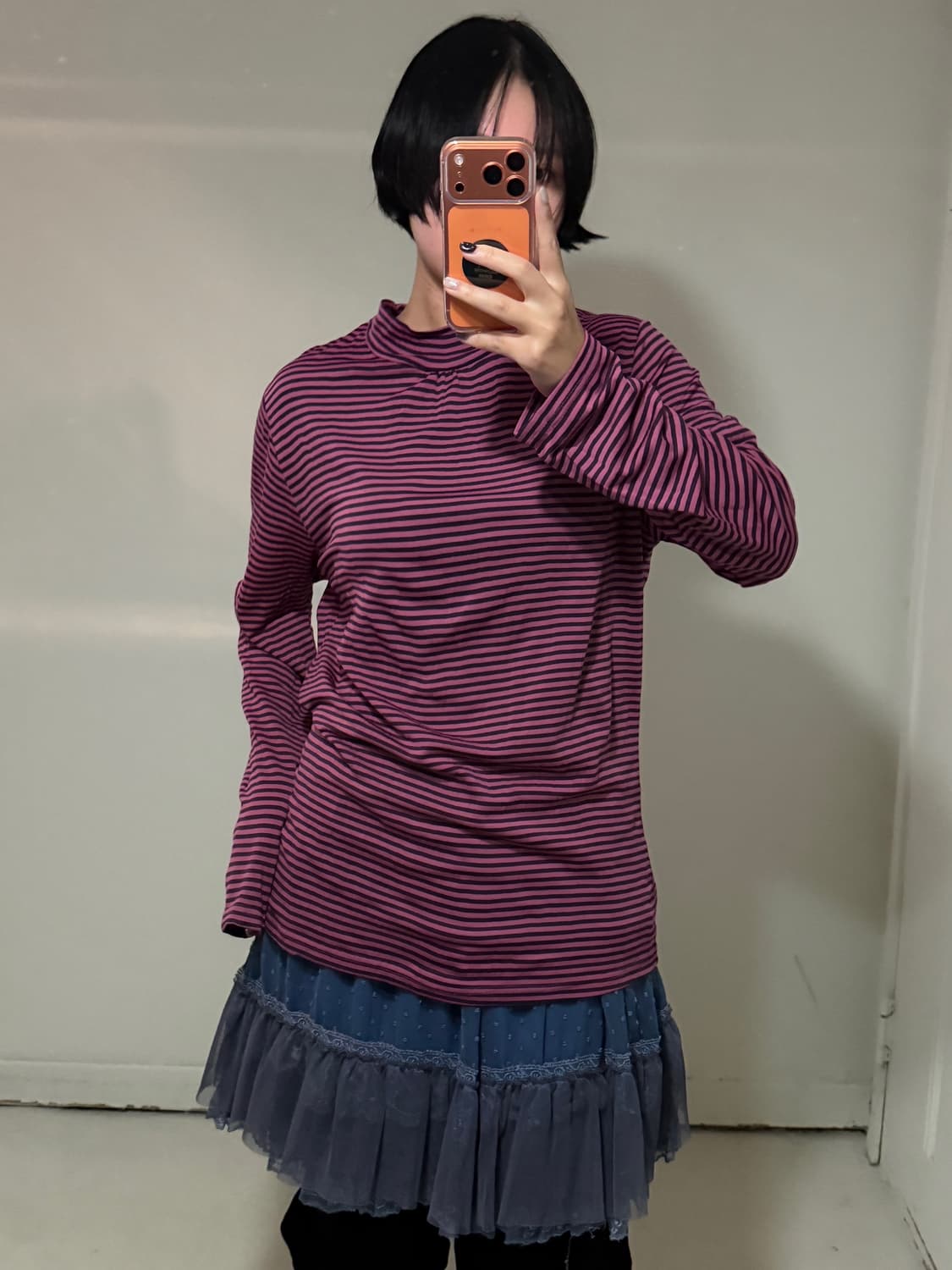 일본빈티지 모리 셔링 터틀넥 롱슬리브 상품이미지1