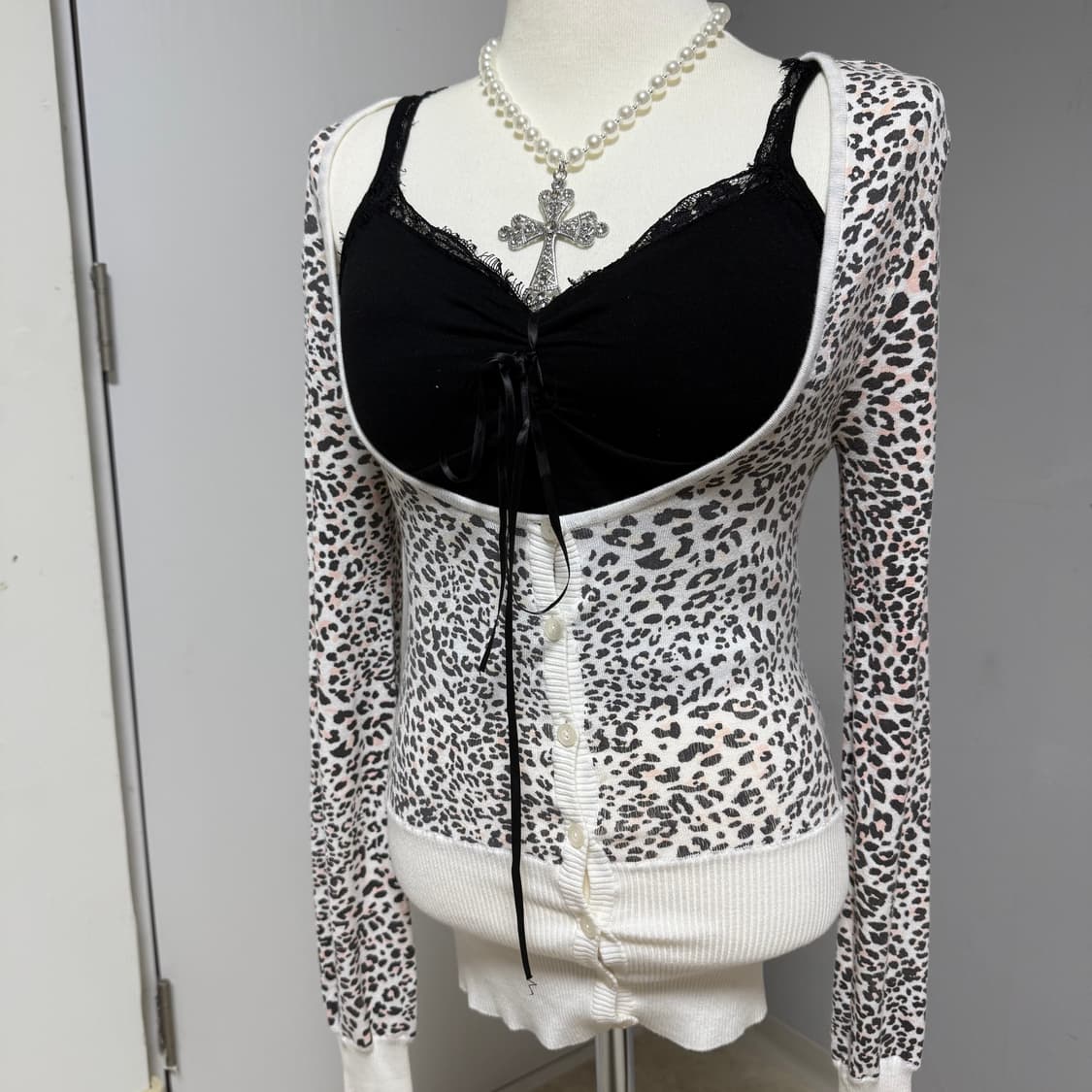 갸루 레오파드 가디건 상품이미지2