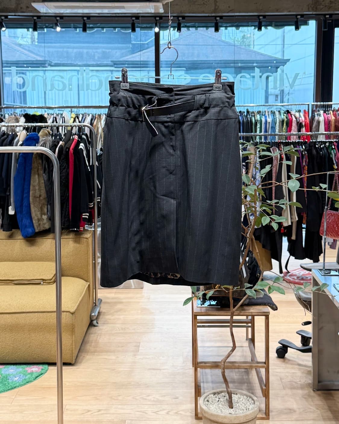 돌체앤가바나 블랙 스트라이프 벨티드 미니스커트  상품이미지1