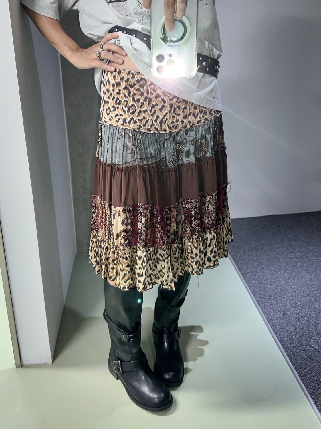 bohemian mix cancan midi skirt 상품이미지4