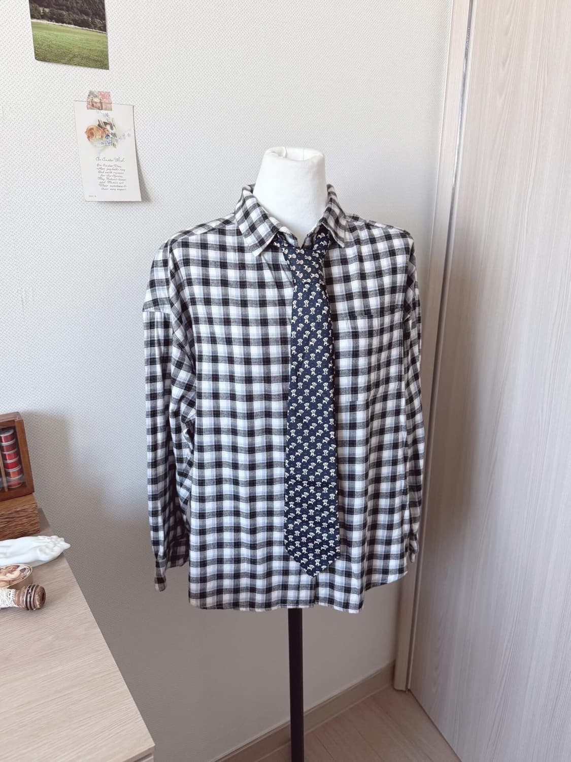 체크셔츠 + 강아지 넥타이 상품이미지1