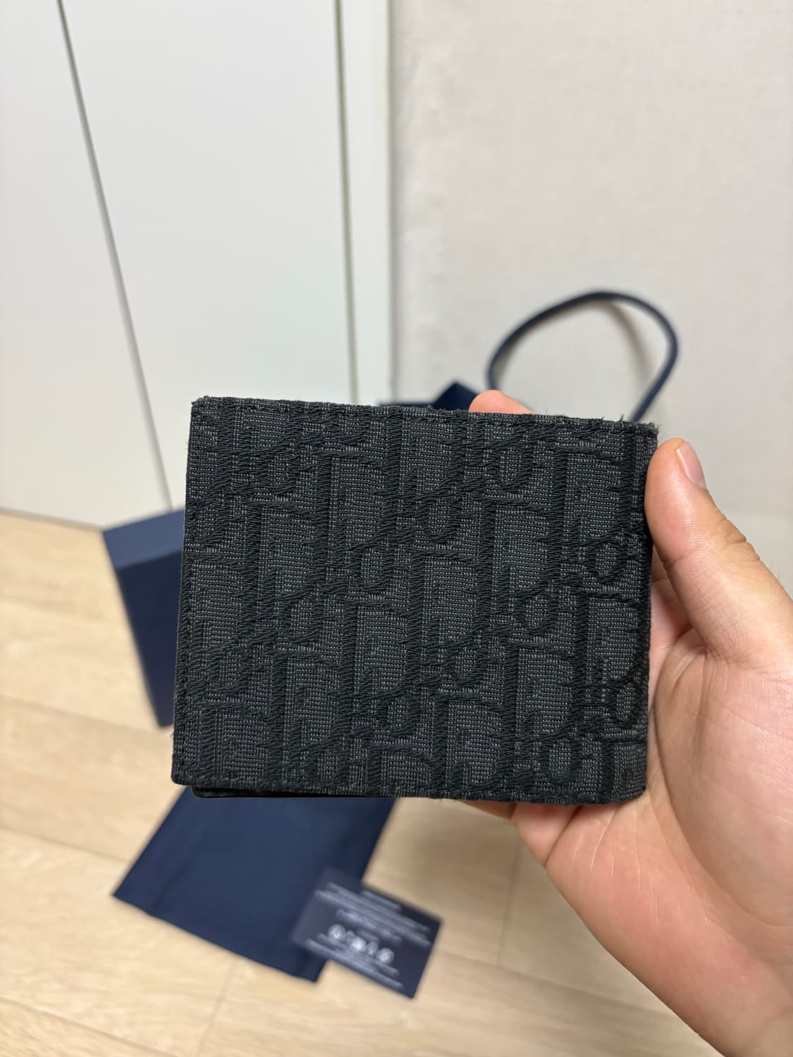 (26ss) 디올 오블리크 반지갑 블랙 상품이미지3