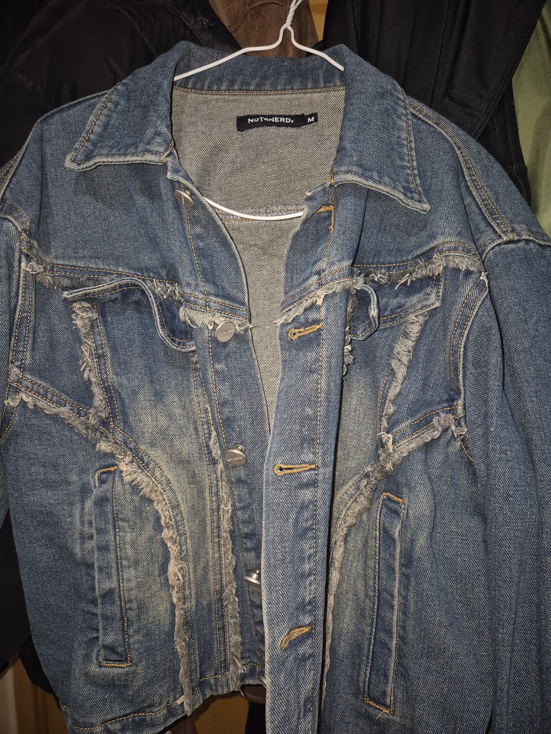 Cut Off Crop Denim Jacket - Deep Blue 상품이미지1