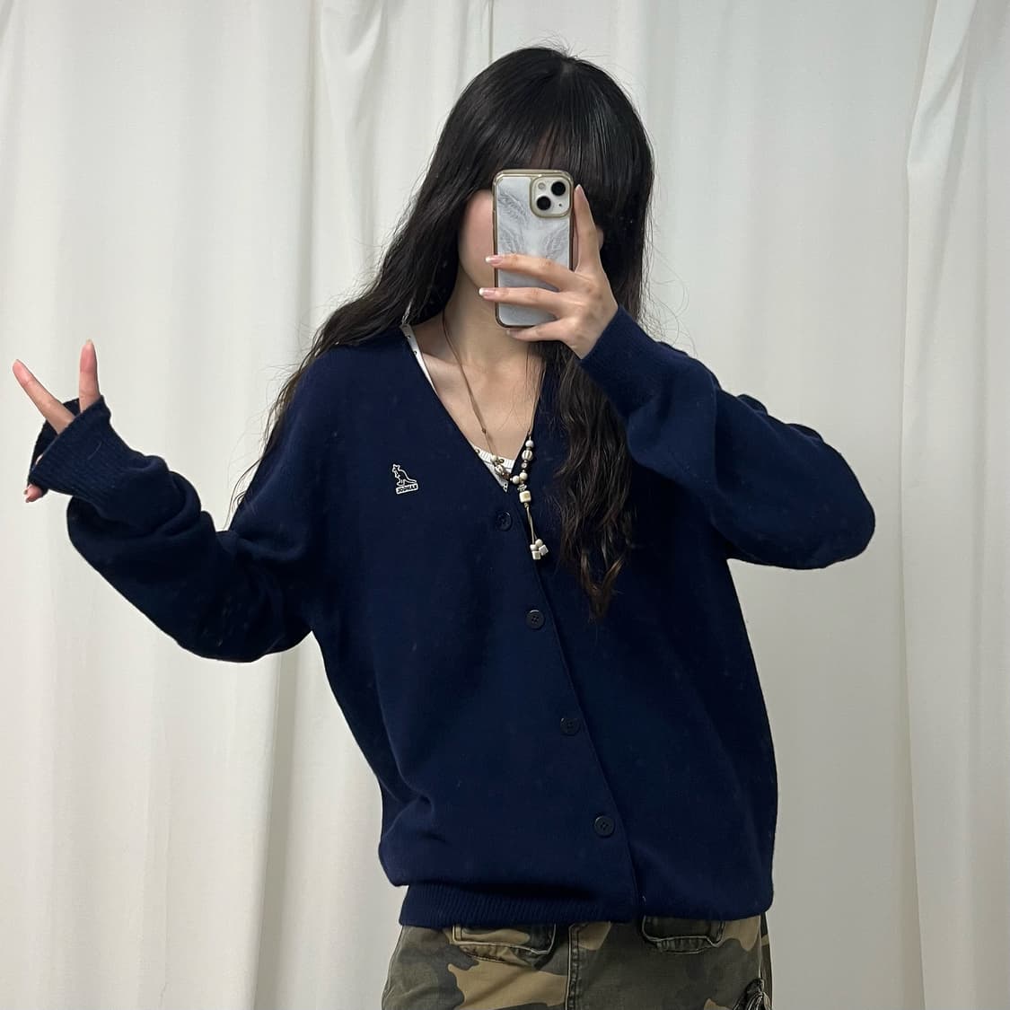 Kangol navy cardigan 상품이미지2