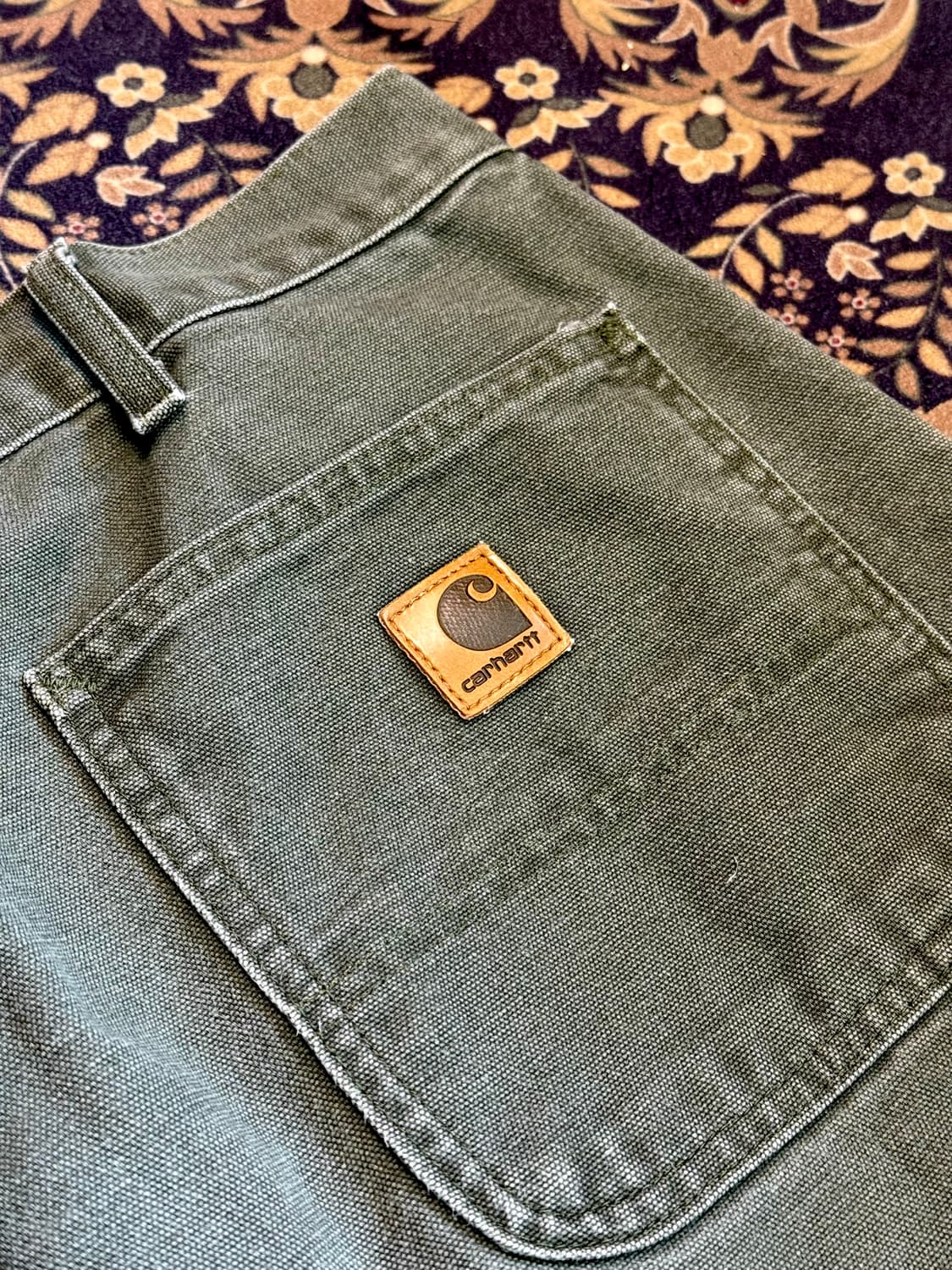 00s OG 칼하트 카펜터 싱글니 쇼츠 모스그린 상품이미지6