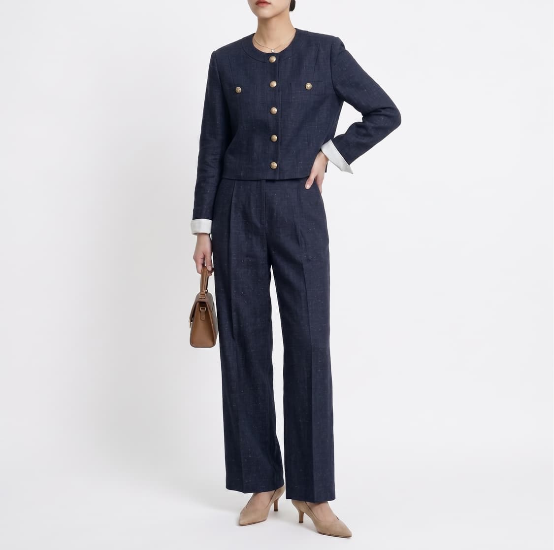 [23SS/정품] 한섬 마인 골드버튼 크롭 셋업 (자켓+팬츠) 55 상품이미지1