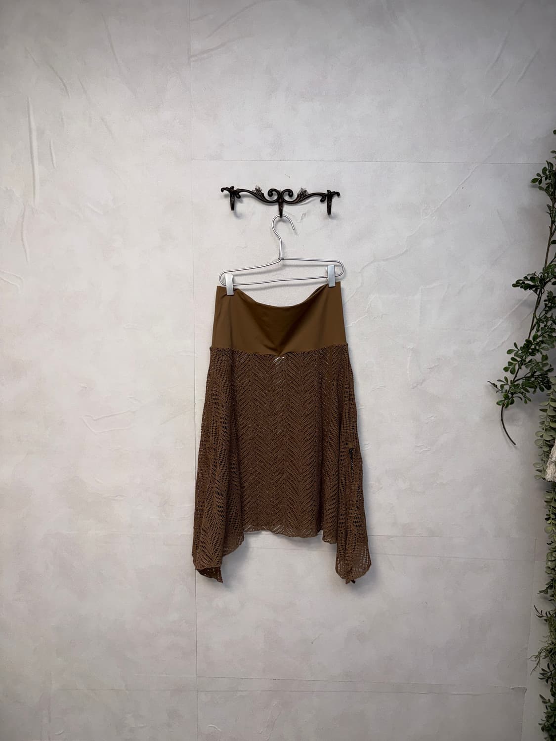 Brown ethnic layering unbalance net sk 상품이미지3