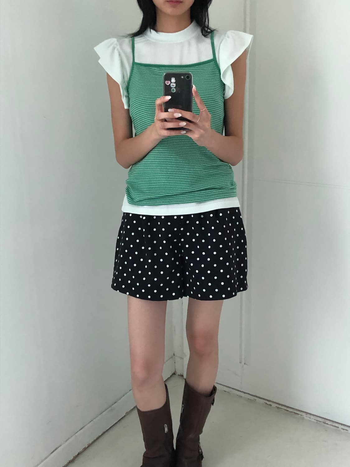 일본빈티지 도트 반바지 상품이미지5