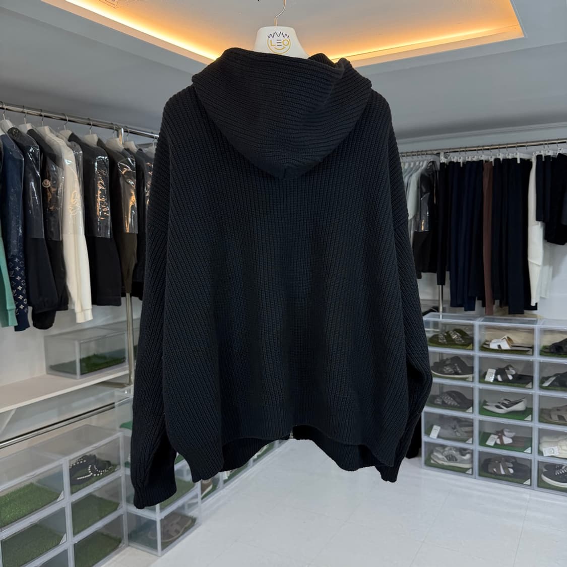 [리오브] 셀린느 트리오페 리브드 울 빅 로고 니트 후드집업 상품이미지2