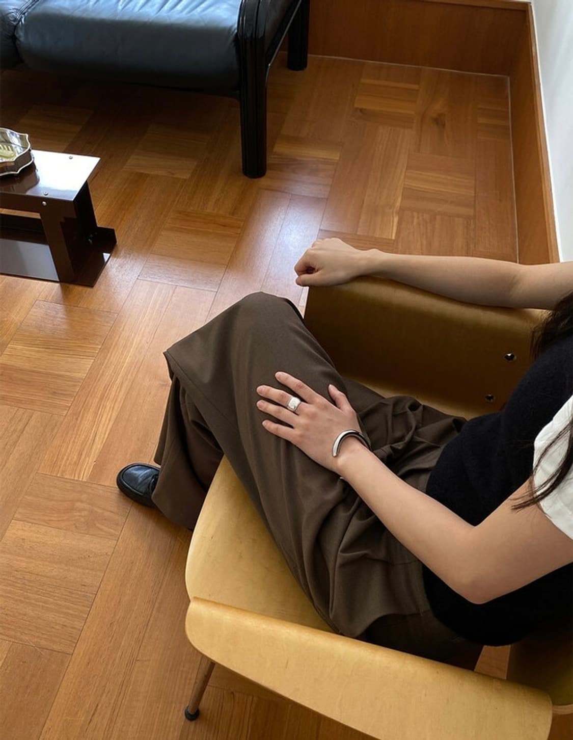 킨다베이지 핀턱 슬랙스(모카브라운, 롱버전/L) 상품이미지5